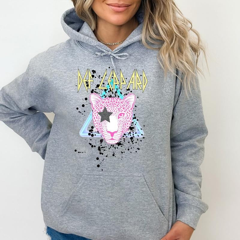 Deff Retro Lleppard Hoodie, Classic Rock Bands Apparel, Concert Nostalgia, Unisex Sweater Pullover Tee