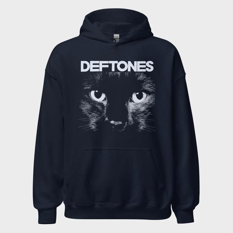 Deftones Cat Hoodie, Alternative Rock, Rock Music Apparel, Iconic Band, Unisex Sweater Pullover Tee