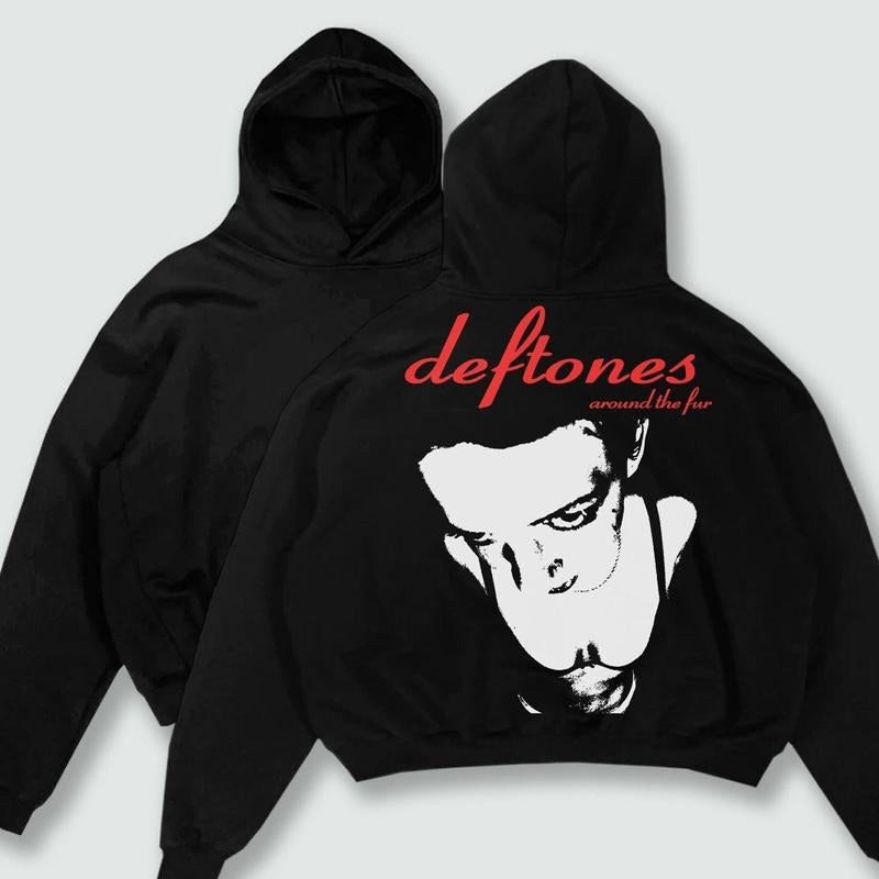 Deftones Hoodie, Around The Fur Hoodie, Deftones Fan 90's Fashion, Y2k Album Cover Music, Long Sleeve Hoodie Classic Cotton