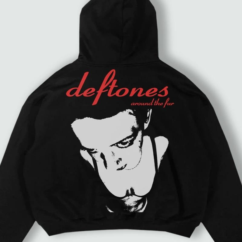 Deftones Hoodie, Around The Fur Hoodie, Deftones Fan 90's Fashion, Y2k Album Cover Music, Long Sleeve Hoodie Classic Cotton