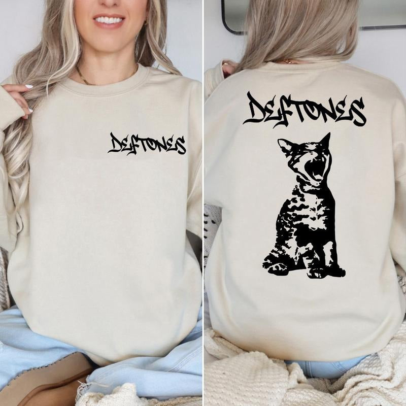 Deftoness Cat 2 Sides Hoodie, Heavy Metal Band Merch, Around The Furr, Unisex Sweater Pullover Tee