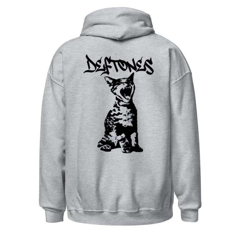 Deftoness Cat 2 Sides Hoodie, Heavy Metal Band Merch, Around The Furr, Unisex Sweater Pullover Tee