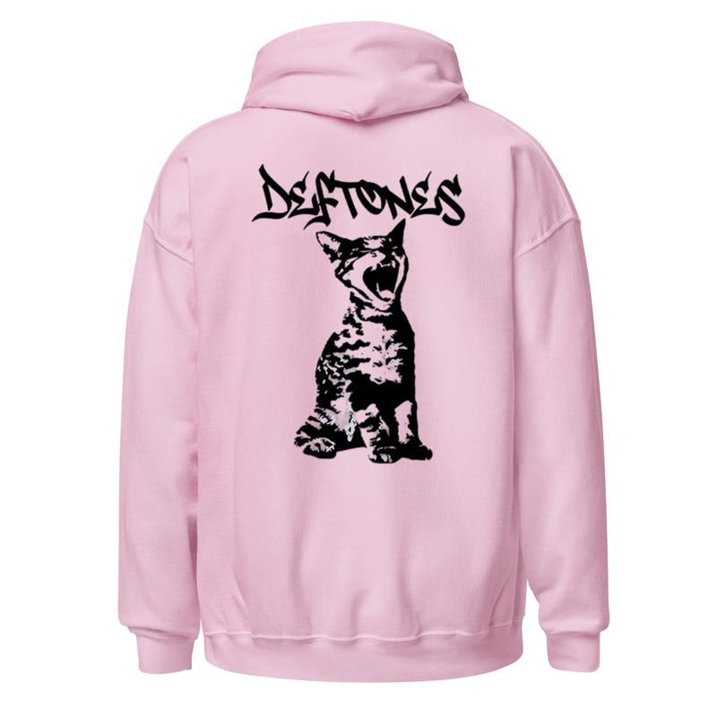 Deftoness Cat 2 Sides Hoodie, Heavy Metal Band Merch, Around The Furr, Unisex Sweater Pullover Tee