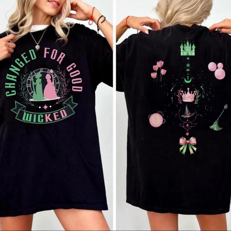 Defy Gravity Broomstick Magic Wand Sweatshirt 2 Sides, Wicked Change For Good Hoodie, Wizard Of Oz Movie Fan Gift Shirt, Witch Pink And Green