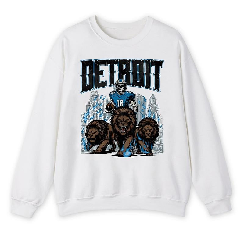 Detroit Football Sweatshirt, Graphic Vintage Skeleton Sweater, Fan Gift Crewneck