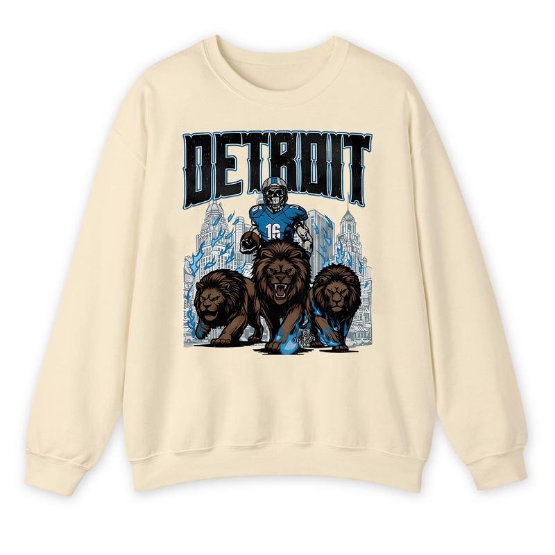 Detroit Football Sweatshirt, Graphic Vintage Skeleton Sweater, Fan Gift Crewneck