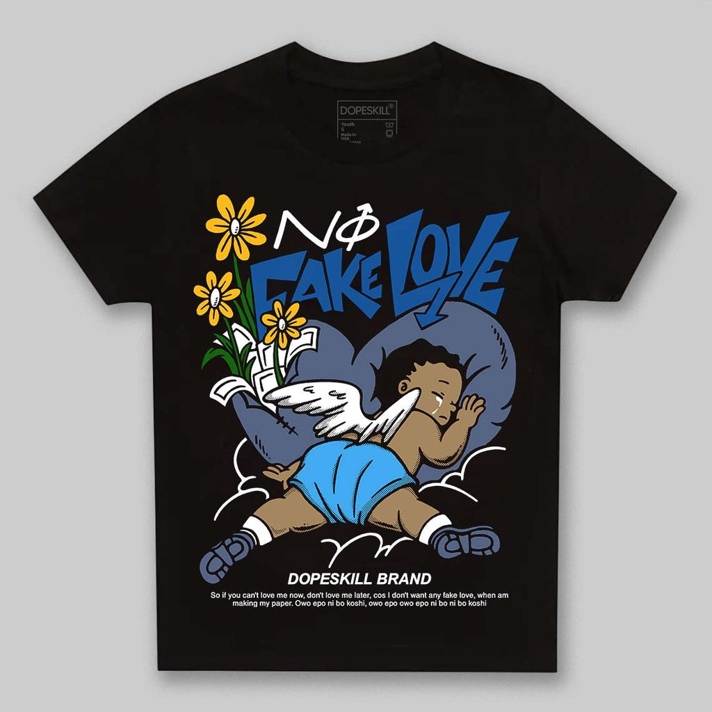 Diffused Blue 11s DopeSkill Toddler Kids T-shirt No Fake Love Graphic