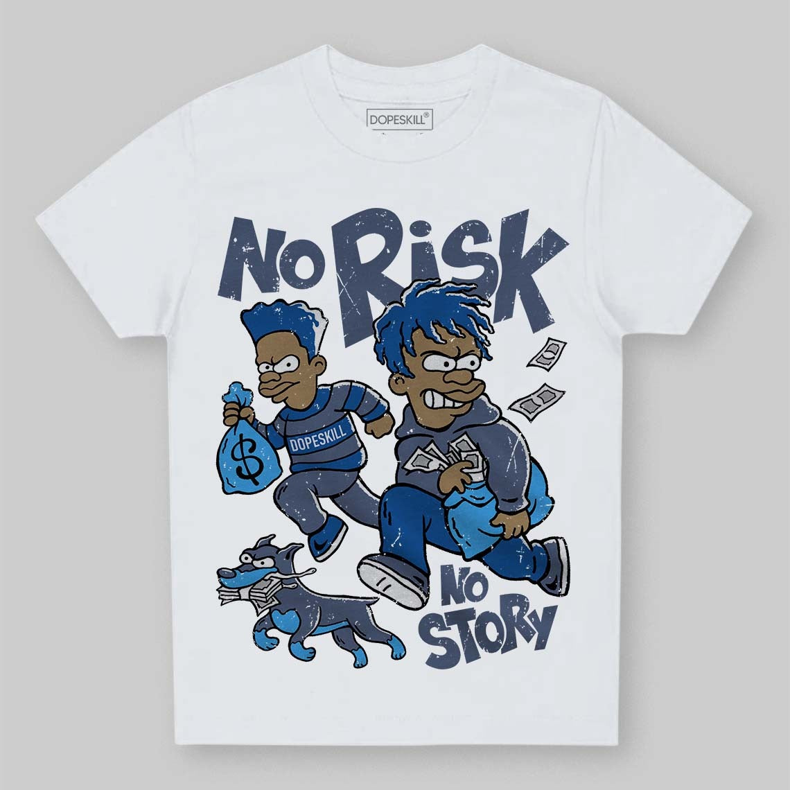 Diffused Blue 11s DopeSkill Toddler Kids T-shirt No Risk No Story Graphic