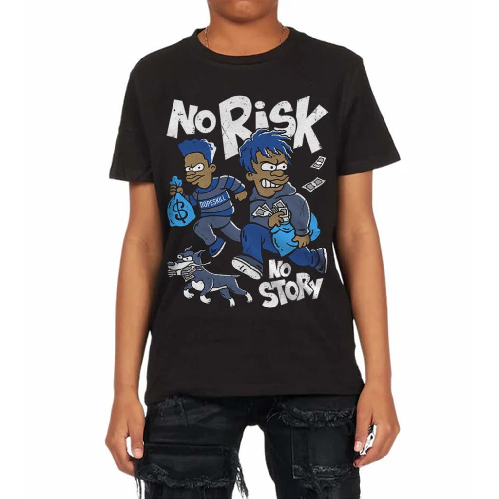 Diffused Blue 11s DopeSkill Toddler Kids T-shirt No Risk No Story Graphic