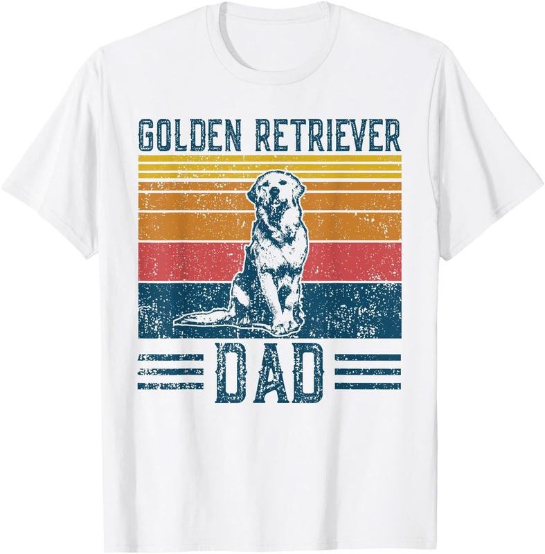 Dog Golden Dad - Vintage Golden Retriever Dad Unisex T-Shirt Sweatshirt Hoodie Crewneck Casual Shortsleeve Tshirt