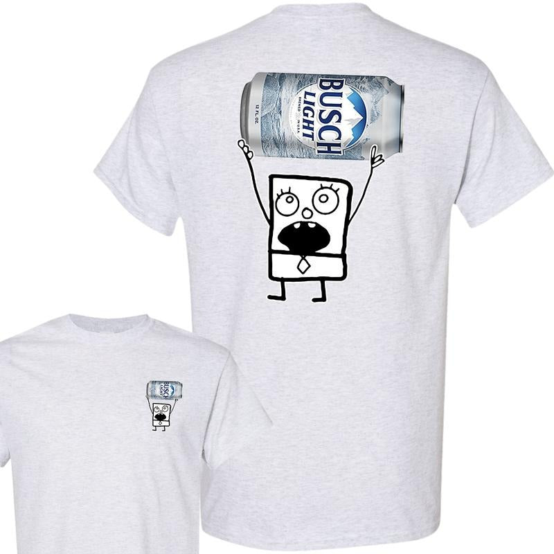 Doodlebob Busch Light Unisex T-shirt, Funny Busch Light 2 Sided Shirt, Cotton Tee, Full Sizes, Full Color, For Men, For Women style 002