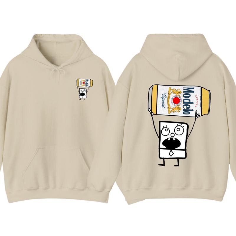 Doodlebob Modelo Beer Menswear Hoodie - Funny Drinking Design, Full-Color, Unisex, Perfect Gift for Men and Women