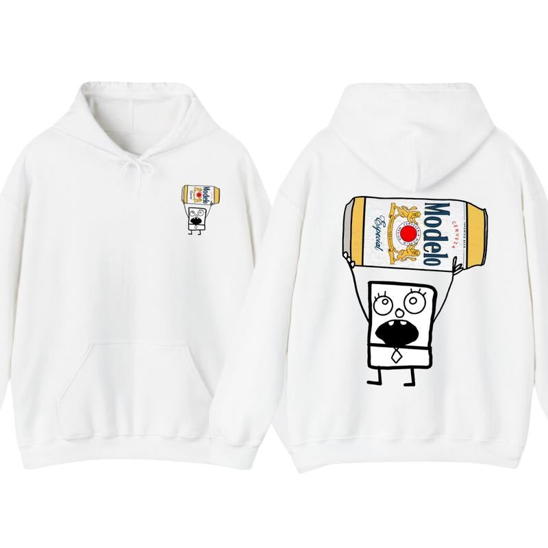 Doodlebob Modelo Beer Menswear Hoodie - Funny Drinking Design, Full-Color, Unisex, Perfect Gift for Men and Women