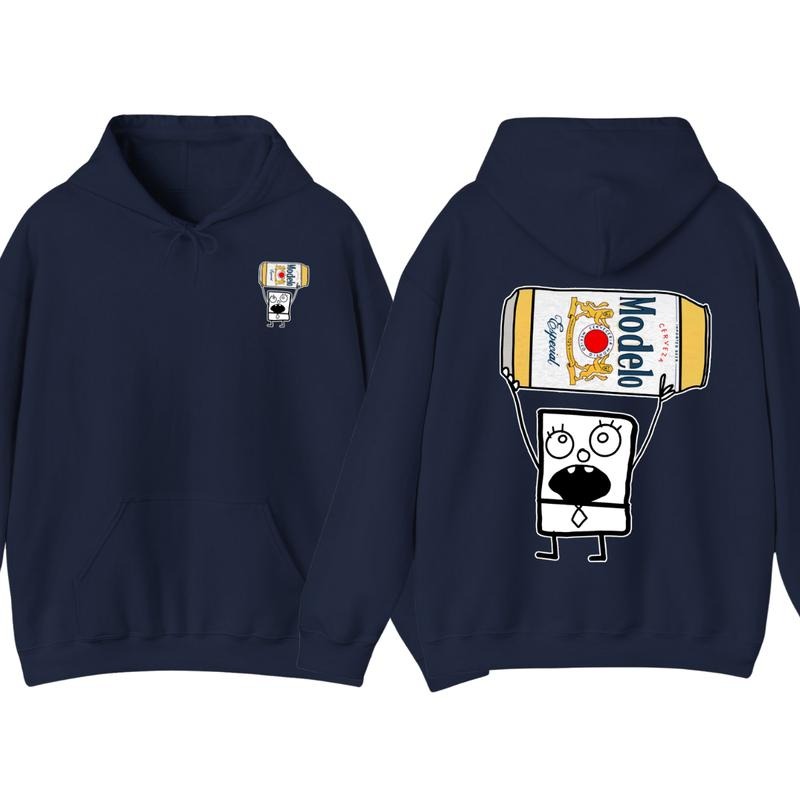 Doodlebob Modelo Beer Menswear Hoodie - Funny Drinking Design, Full-Color, Unisex, Perfect Gift for Men and Women