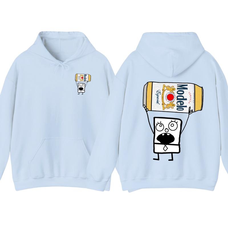 Doodlebob Modelo Beer Menswear Hoodie - Funny Drinking Design, Full-Color, Unisex, Perfect Gift for Men and Women