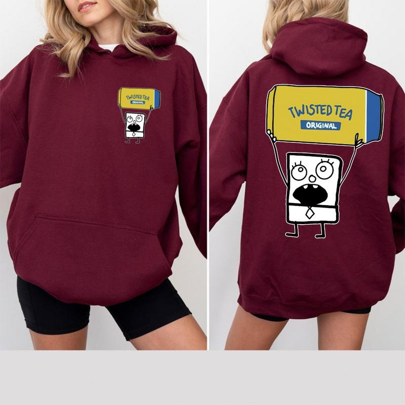 Doodlebob Twisted Tea Essential T-Shirt Sweatshirt Hoodie, 2 Sides Colorful Tee, Drinking Shirt, Unisex T-Shirt, For Men, For Women Classic Cotton