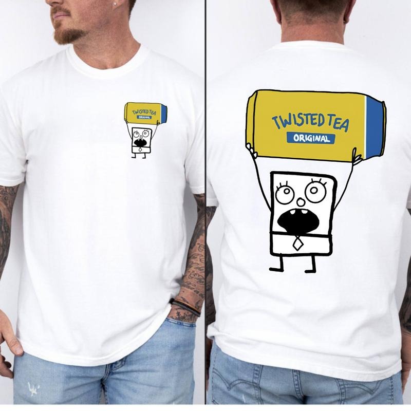 Doodlebob Twisted Tea Essential T-Shirt Sweatshirt Hoodie, 2 Sides Colorful Tee, Drinking Shirt, Unisex T-Shirt, For Men, For Women Classic Cotton