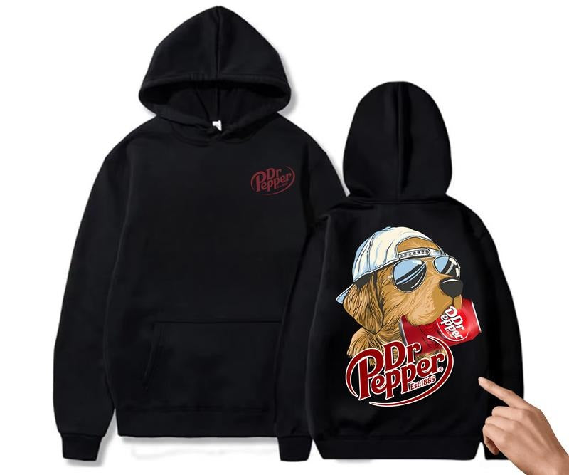 Dr Pepper Golden Dog Two-sided Hoodie - Unisex Outdoors Funny Beer Printed Hoodie - Drinking Dr. Pepper, Gift For Men, for Women, All size, All collor