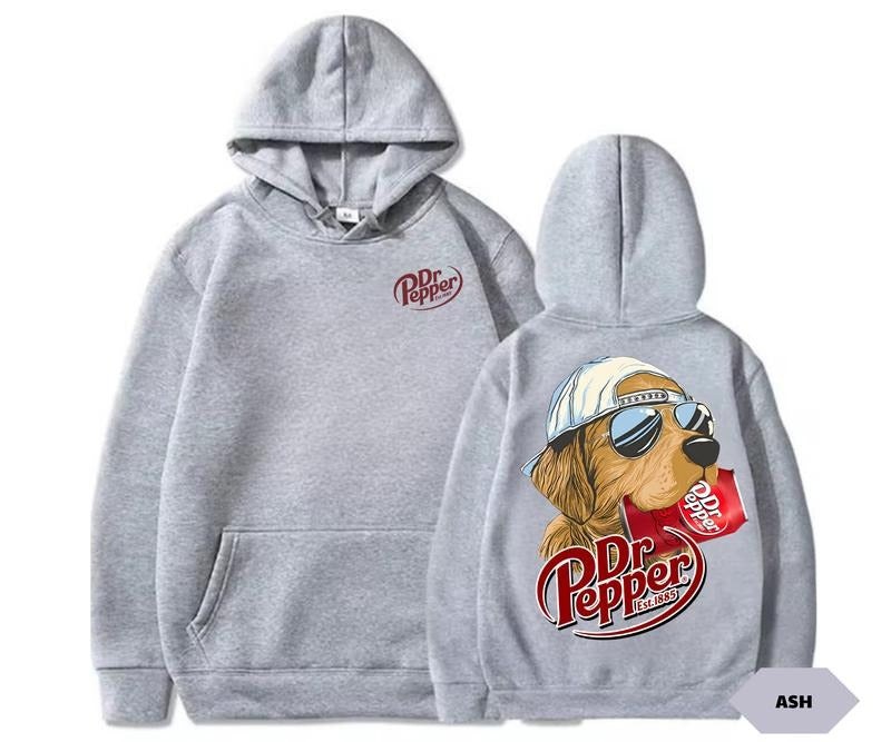 Dr Pepper Golden Dog Two-sided Hoodie - Unisex Outdoors Funny Beer Printed Hoodie - Drinking Dr. Pepper, Gift For Men, for Women, All size, All collor