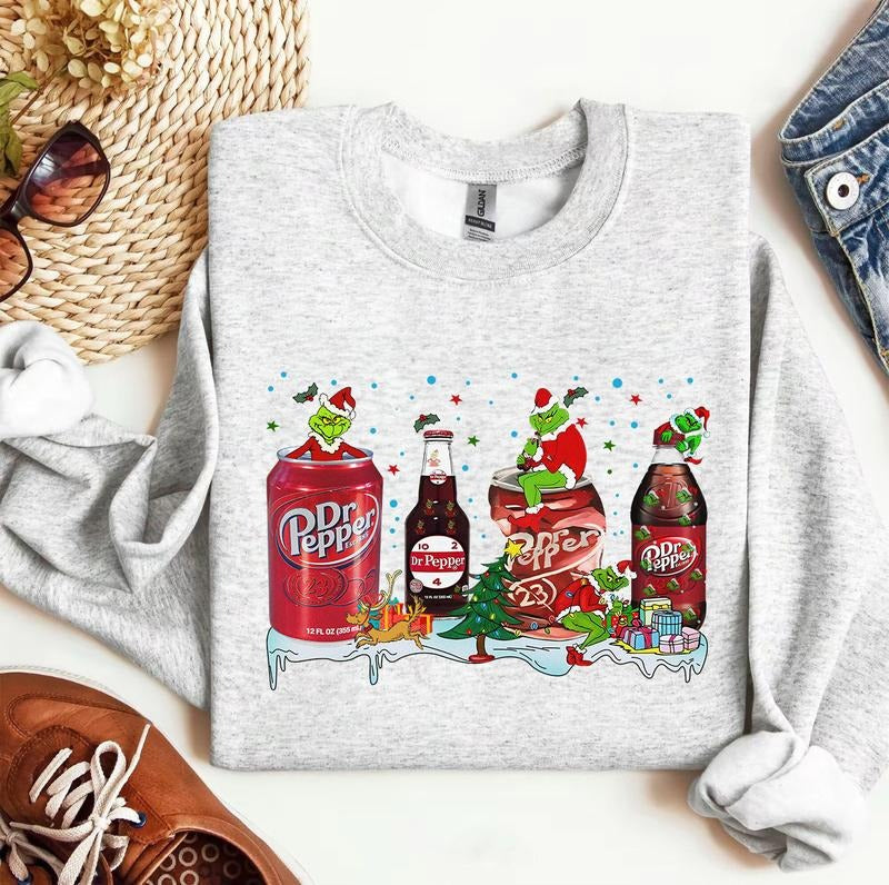 Dr. Pepper Vintage Santa Christmas Sweatshirt, Dr Pepper Trending Sweatshirt, Christmas Movie Hoodie, Retro Christmas For Women, Family Christmas Swea