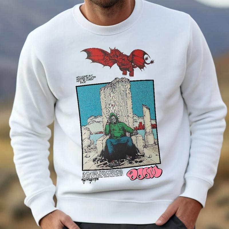 Dragon King MF DOOM Mask Graphic T-Shirt, Urban Streetwear with Hip Hop Style Design, Perfect Sweatshirt for DOOM Fans, Hoodies for Movie Fans style 001