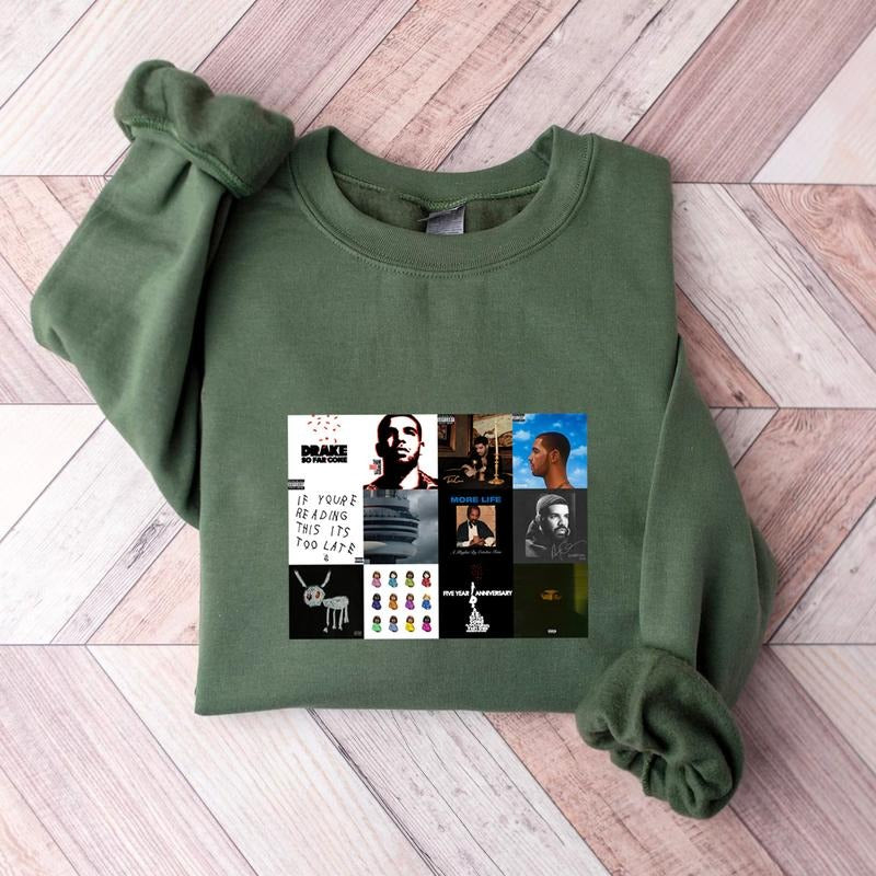 Drake Best 12 Albums Shirt, Rapper Vintage Sweatshirt Hoodie T-shirt