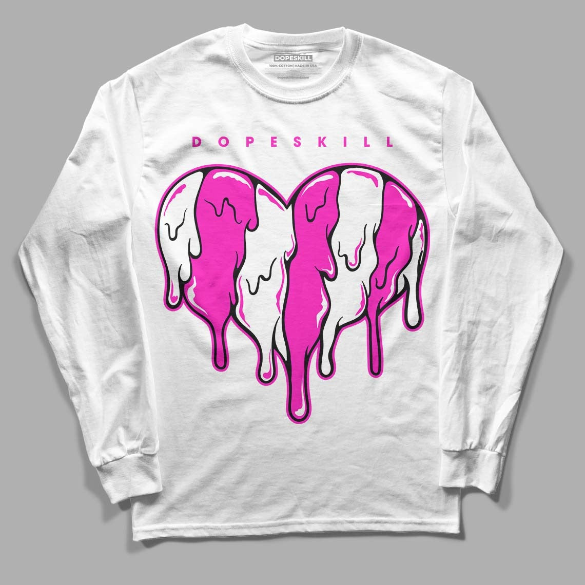Dunk Low Active Fuchsia DopeSkill Long Sleeve T-Shirt Slime Drip Heart Graphic