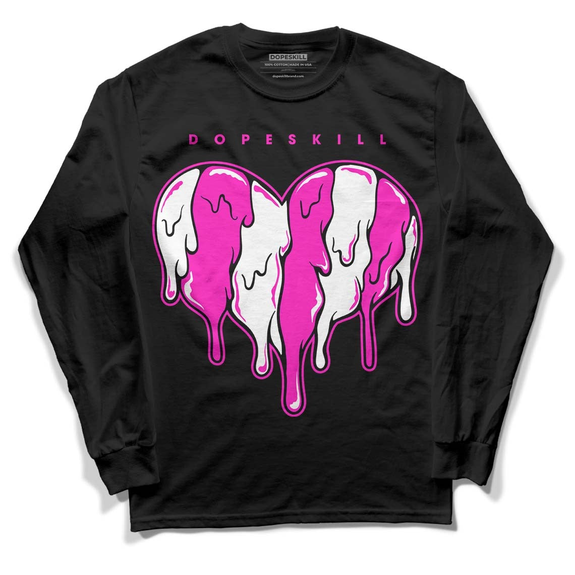 Dunk Low Active Fuchsia DopeSkill Long Sleeve T-Shirt Slime Drip Heart Graphic