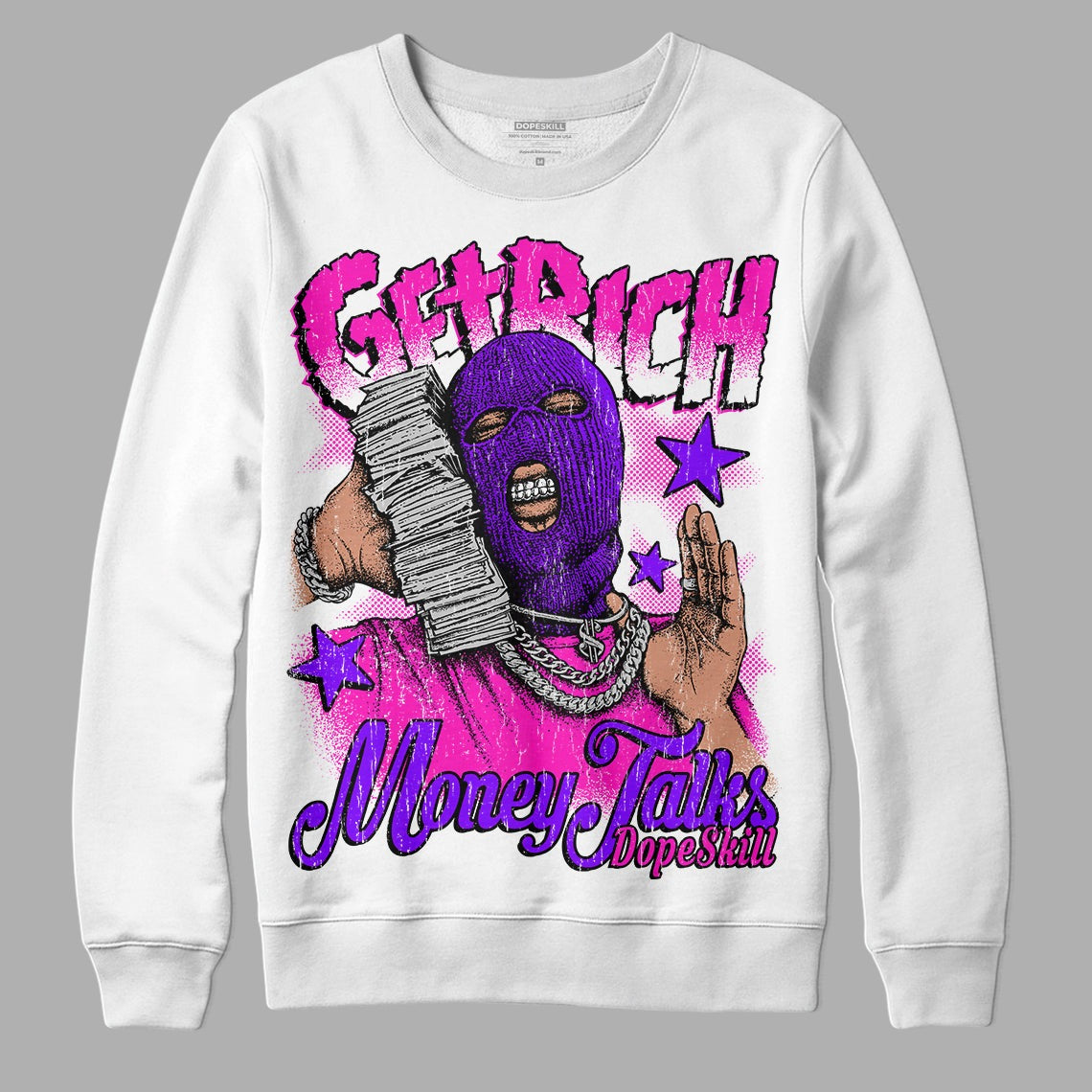 Dunk Low Active Fuchsia DopeSkill Sweatshirt Get Rich Graphic