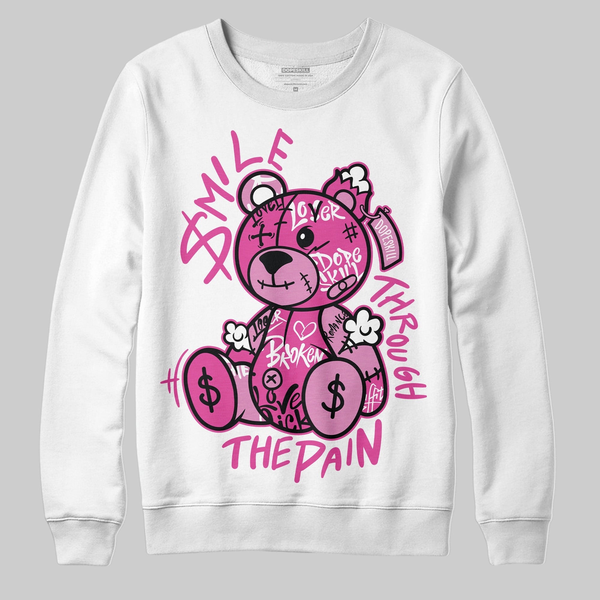 Dunk Low Active Fuchsia DopeSkill Sweatshirt Smile Through The Pain Graphic