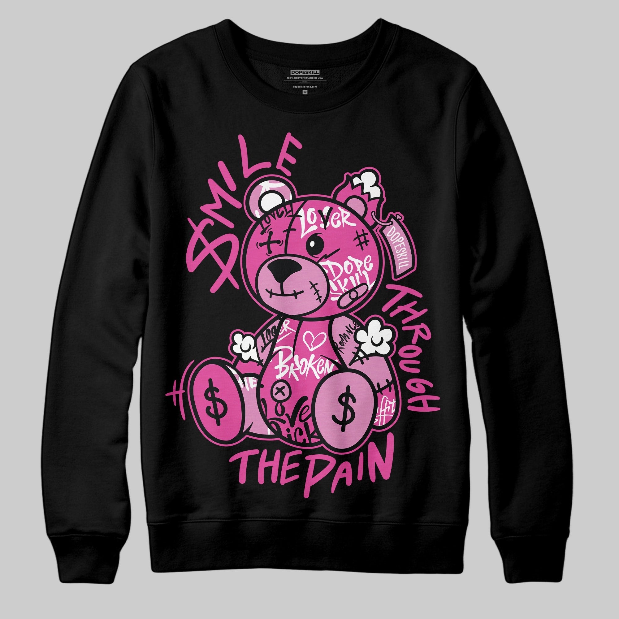 Dunk Low Active Fuchsia DopeSkill Sweatshirt Smile Through The Pain Graphic