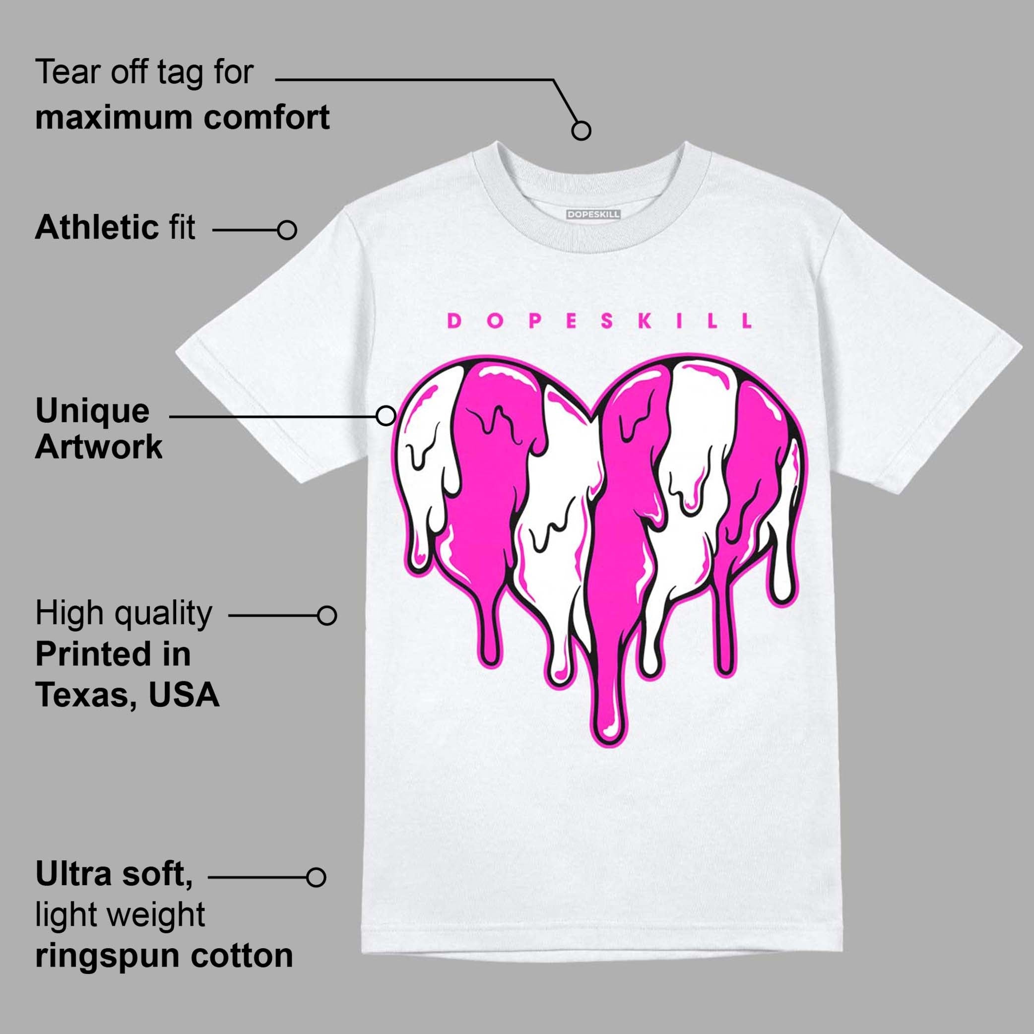 Dunk Low Active Fuchsia DopeSkill T-Shirt Slime Drip Heart Graphic