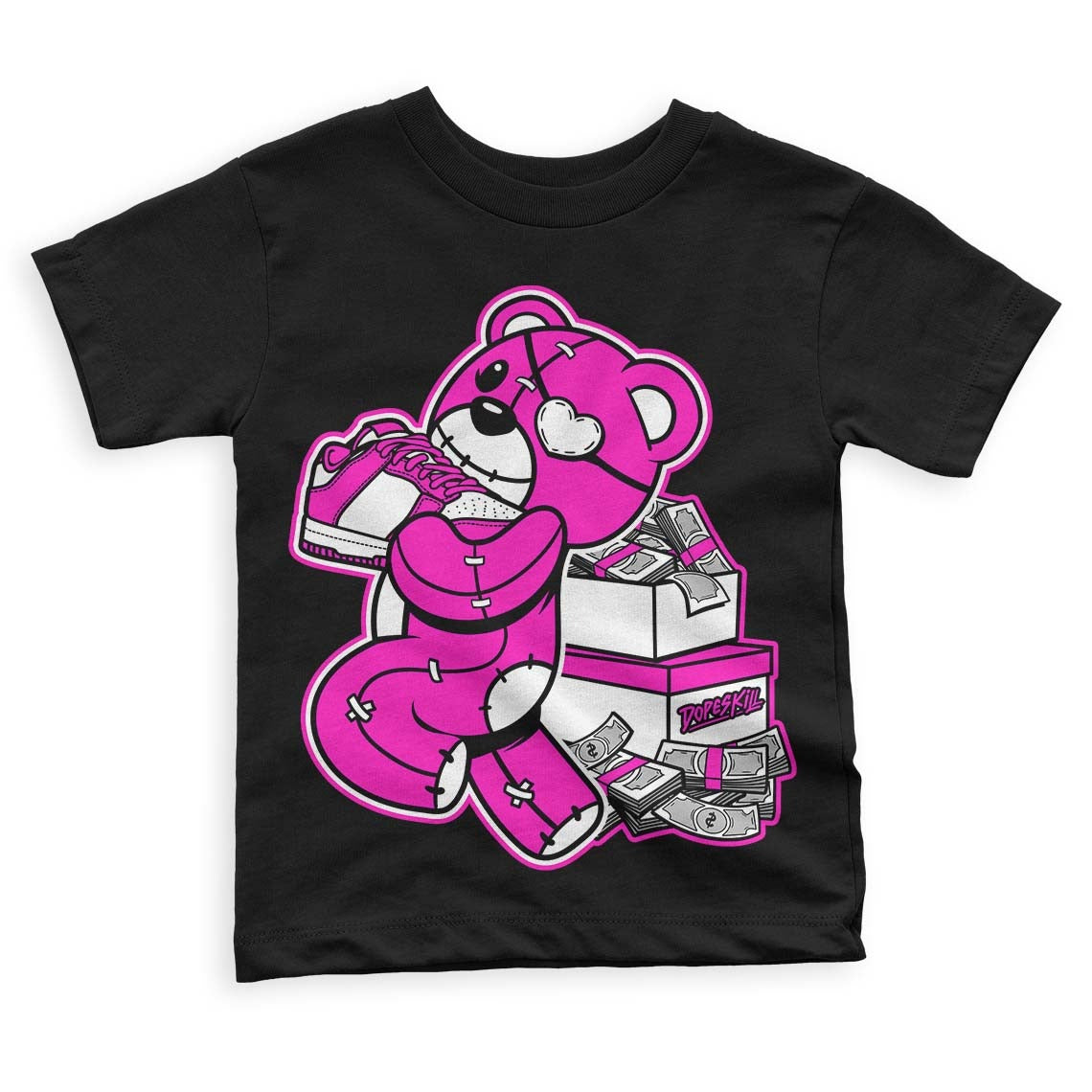 Dunk Low Active Fuchsia DopeSkill Toddler Kids T-shirt Bear Steals Sneaker Graphic