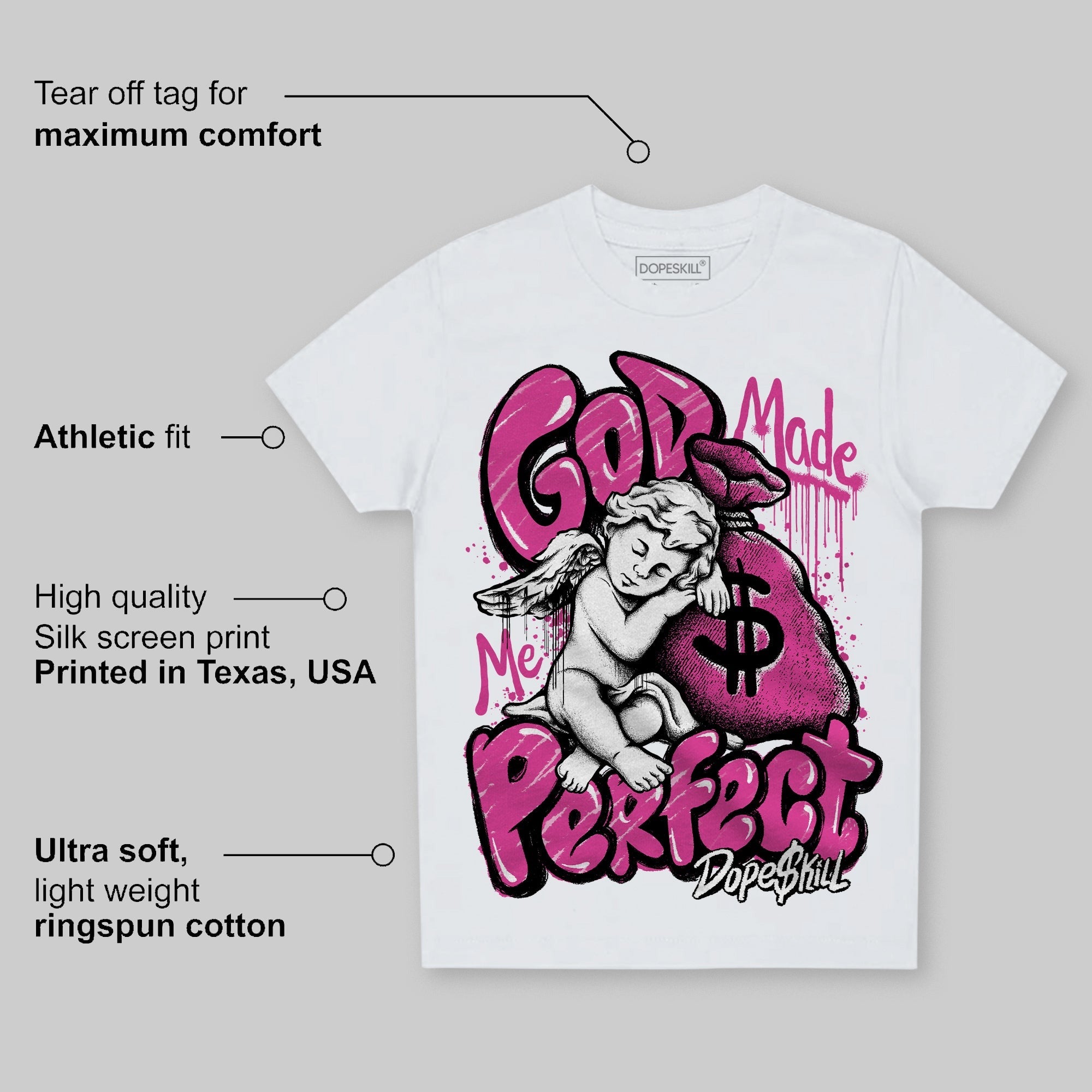 Dunk Low Active Fuchsia DopeSkill Toddler Kids T-shirt God Made Me Perfect Graphic