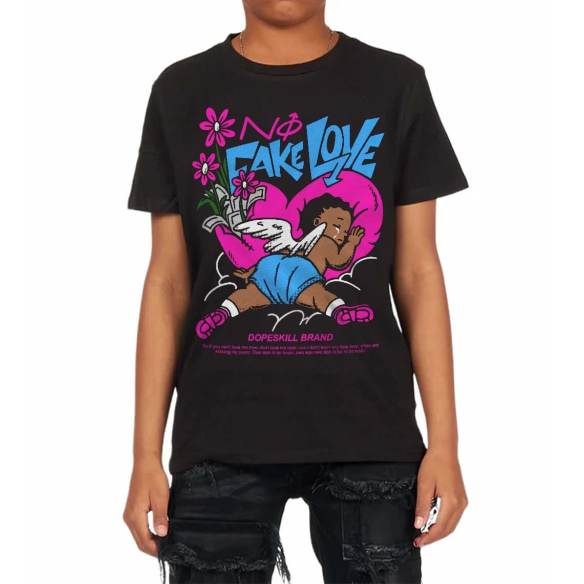 Dunk Low Active Fuchsia DopeSkill Toddler Kids T-shirt No Fake Love Graphic