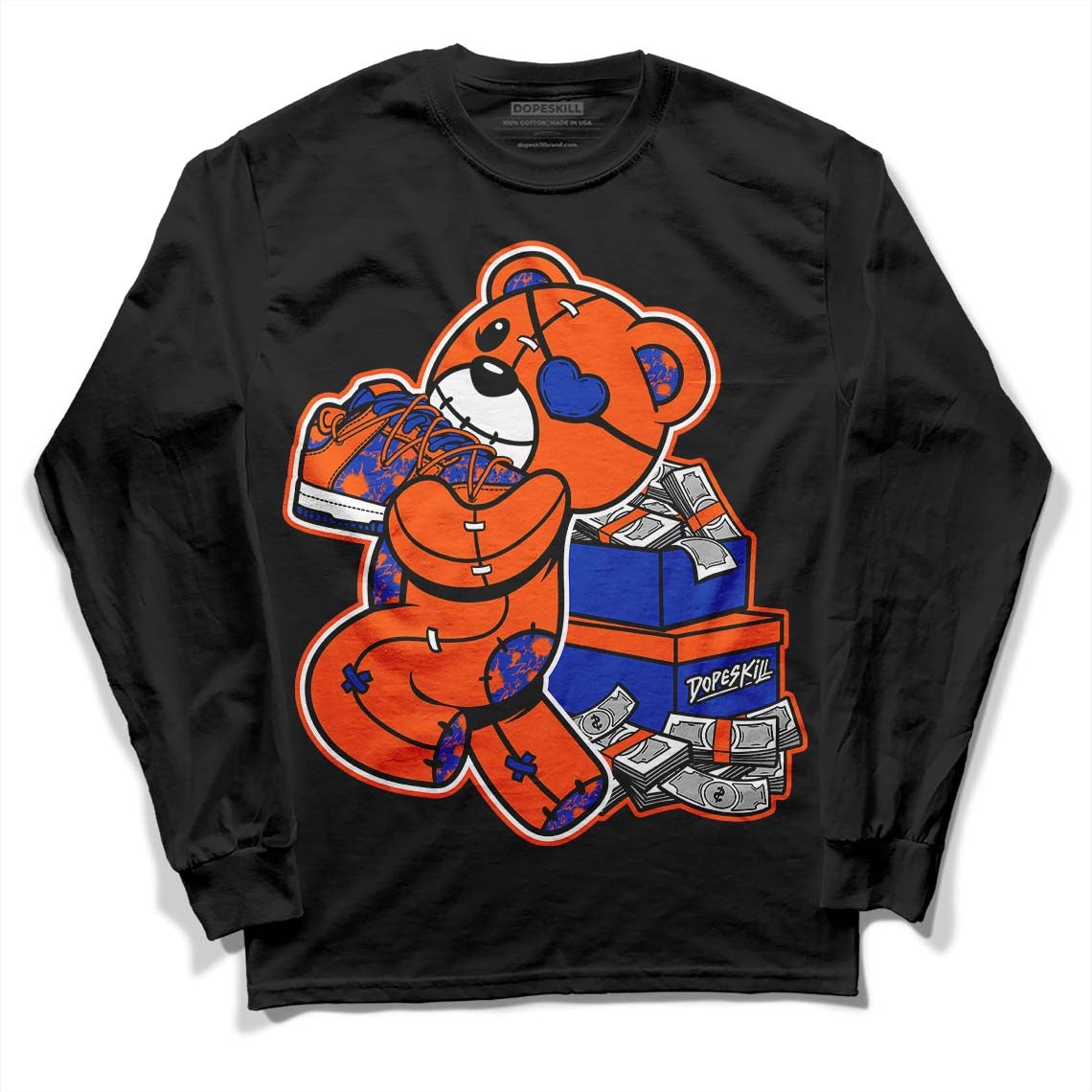 Dunk Low Futura Orange Blaze DopeSkill Long Sleeve T-Shirt Bear Steals Sneaker Graphic