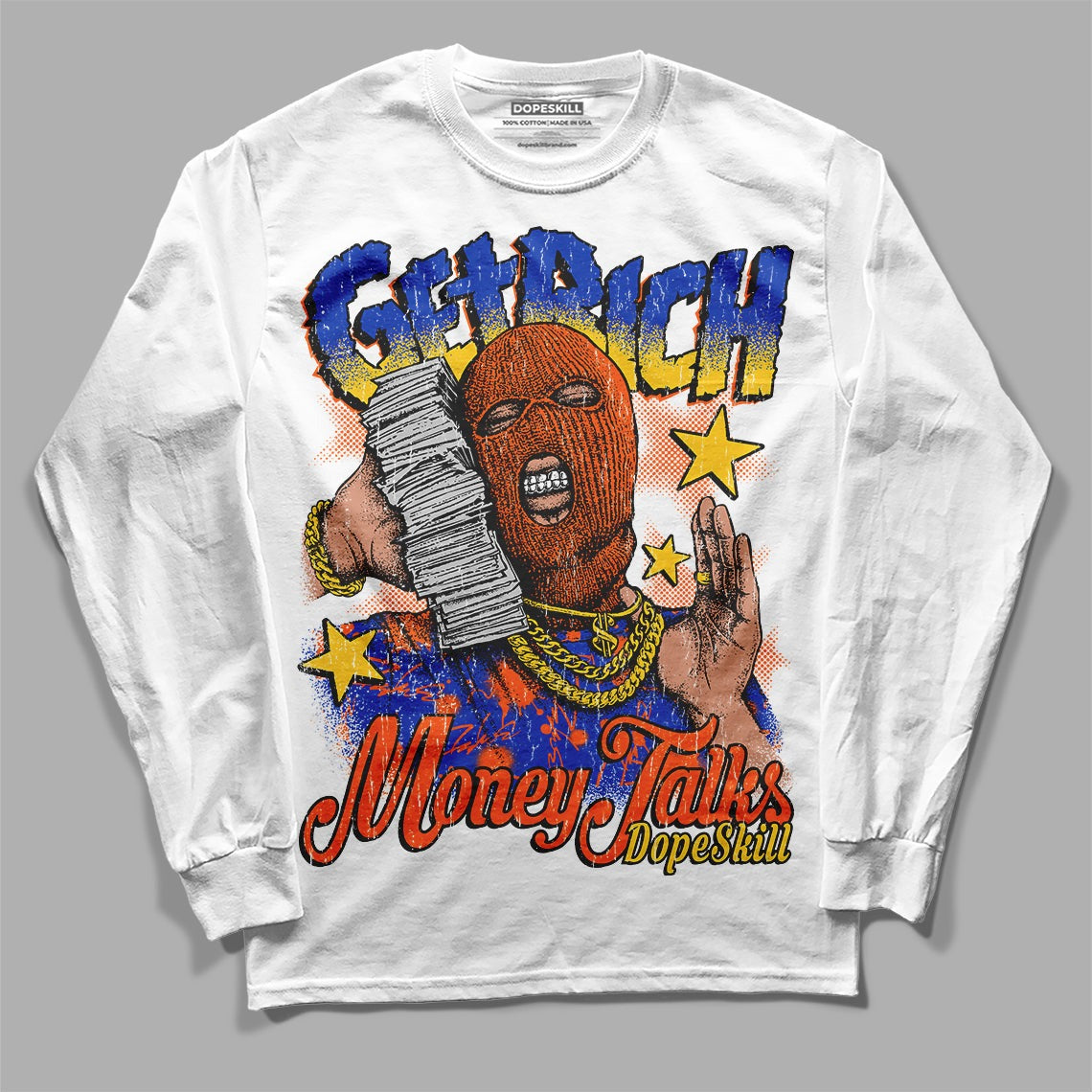 Dunk Low Futura Orange Blaze DopeSkill Long Sleeve T-Shirt Get Rich Graphic