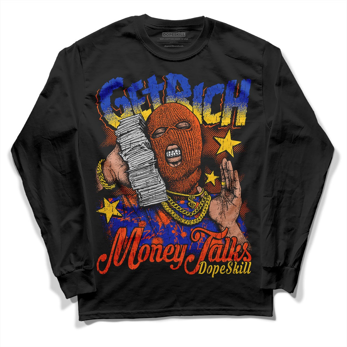 Dunk Low Futura Orange Blaze DopeSkill Long Sleeve T-Shirt Get Rich Graphic