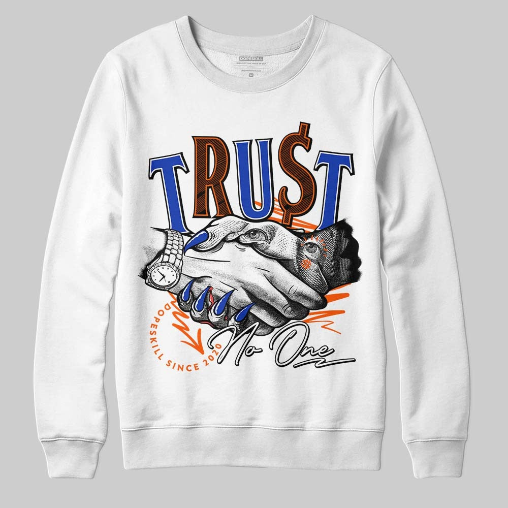 Dunk Low Futura Orange Blaze DopeSkill Sweatshirt Trust No One Graphic