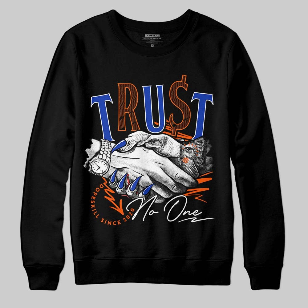 Dunk Low Futura Orange Blaze DopeSkill Sweatshirt Trust No One Graphic