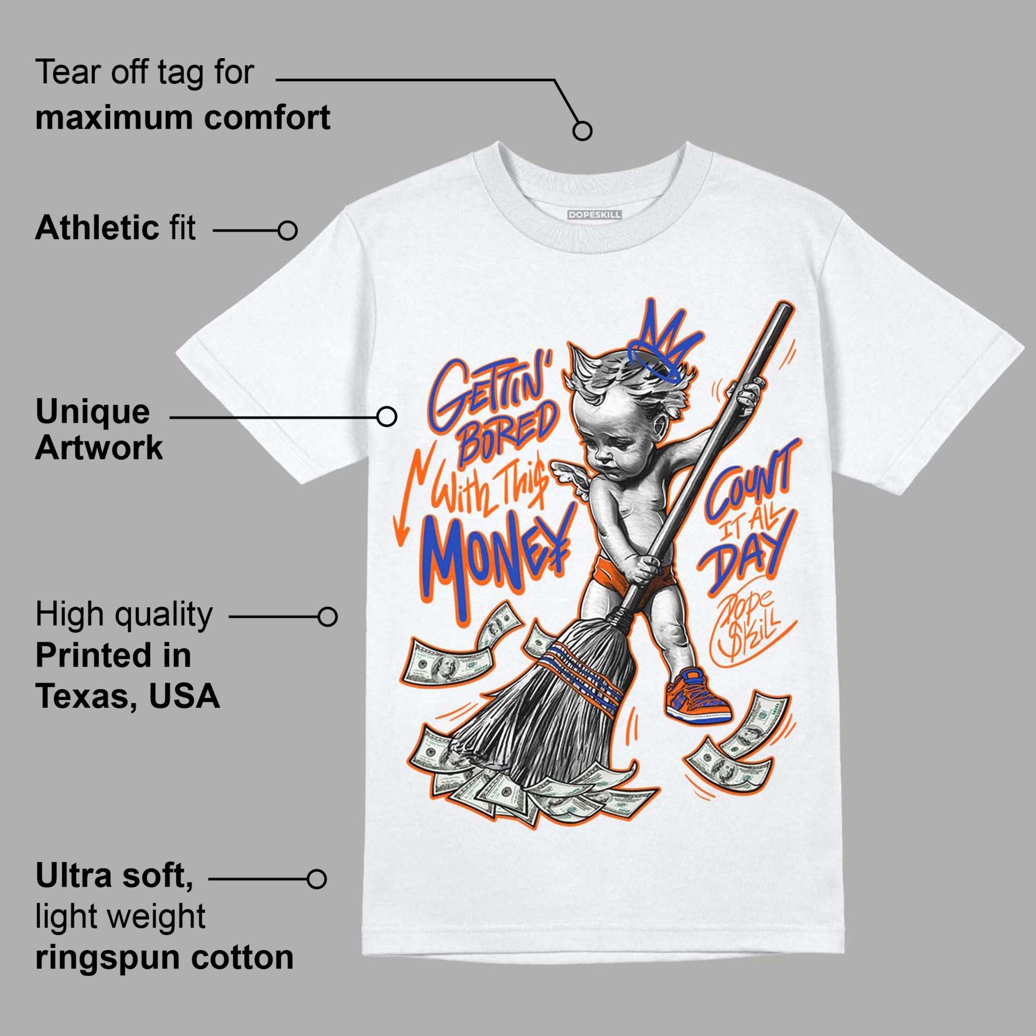 Dunk Low Futura Orange Blaze DopeSkill T-Shirt Gettin Bored With This Money Graphic