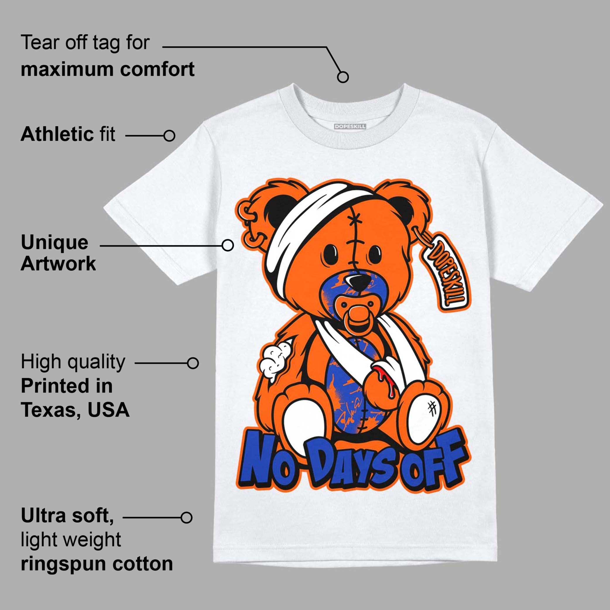 Dunk Low Futura Orange Blaze DopeSkill T-Shirt Hurt Bear Graphic