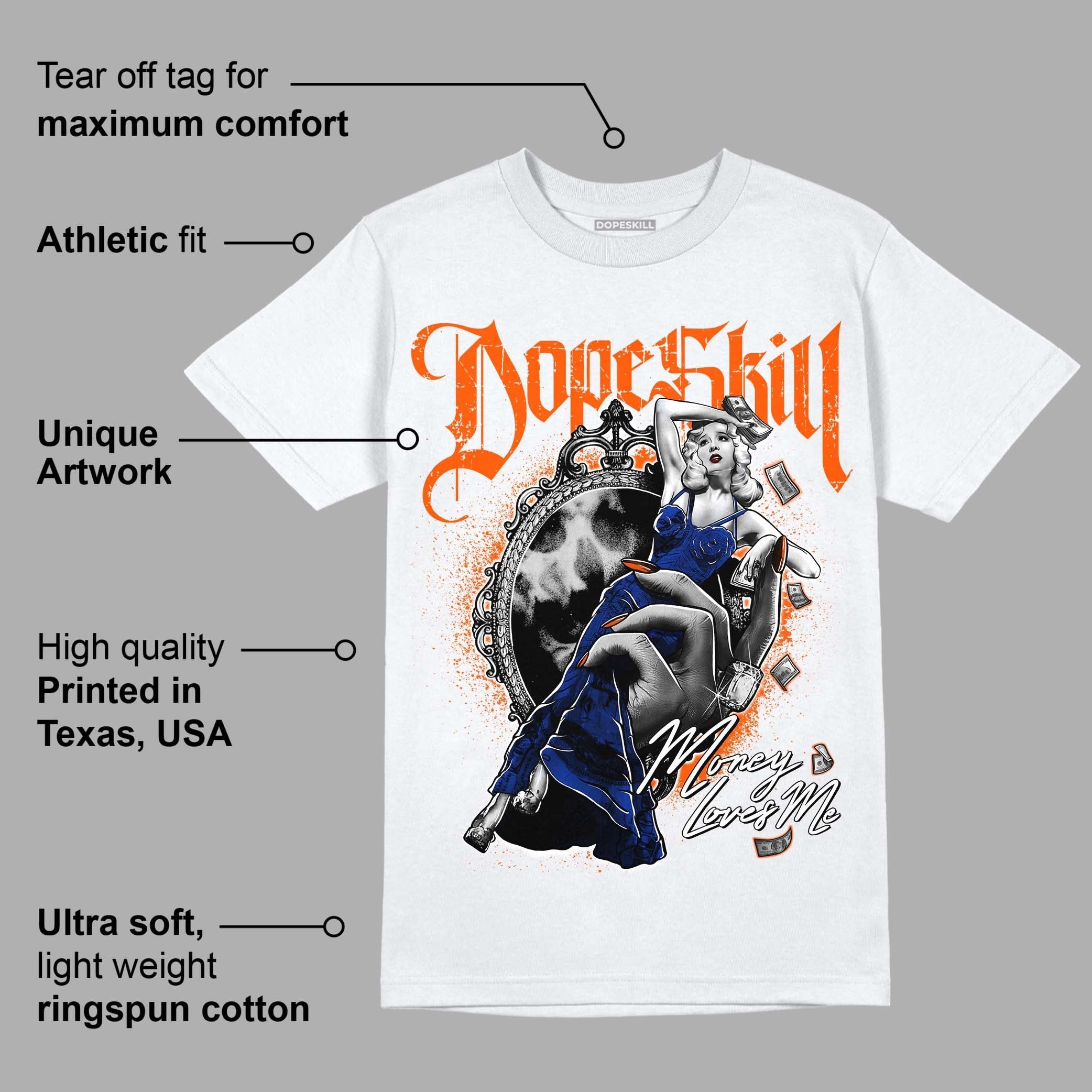 Dunk Low Futura Orange Blaze DopeSkill T-Shirt Money Loves Me Graphic