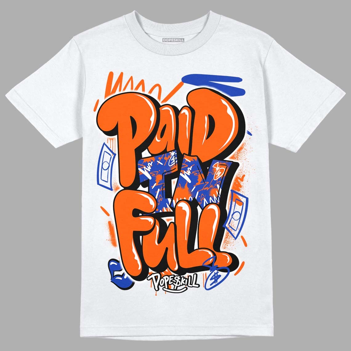 Dunk Low Futura Orange Blaze DopeSkill T-Shirt New Paid In Full Graphic