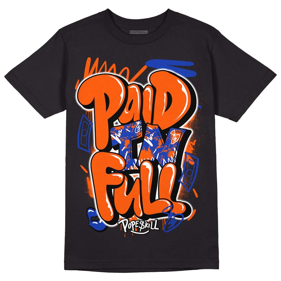 Dunk Low Futura Orange Blaze DopeSkill T-Shirt New Paid In Full Graphic