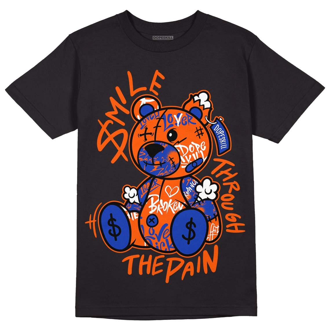 Dunk Low Futura Orange Blaze DopeSkill T-Shirt Smile Through The Pain Graphic
