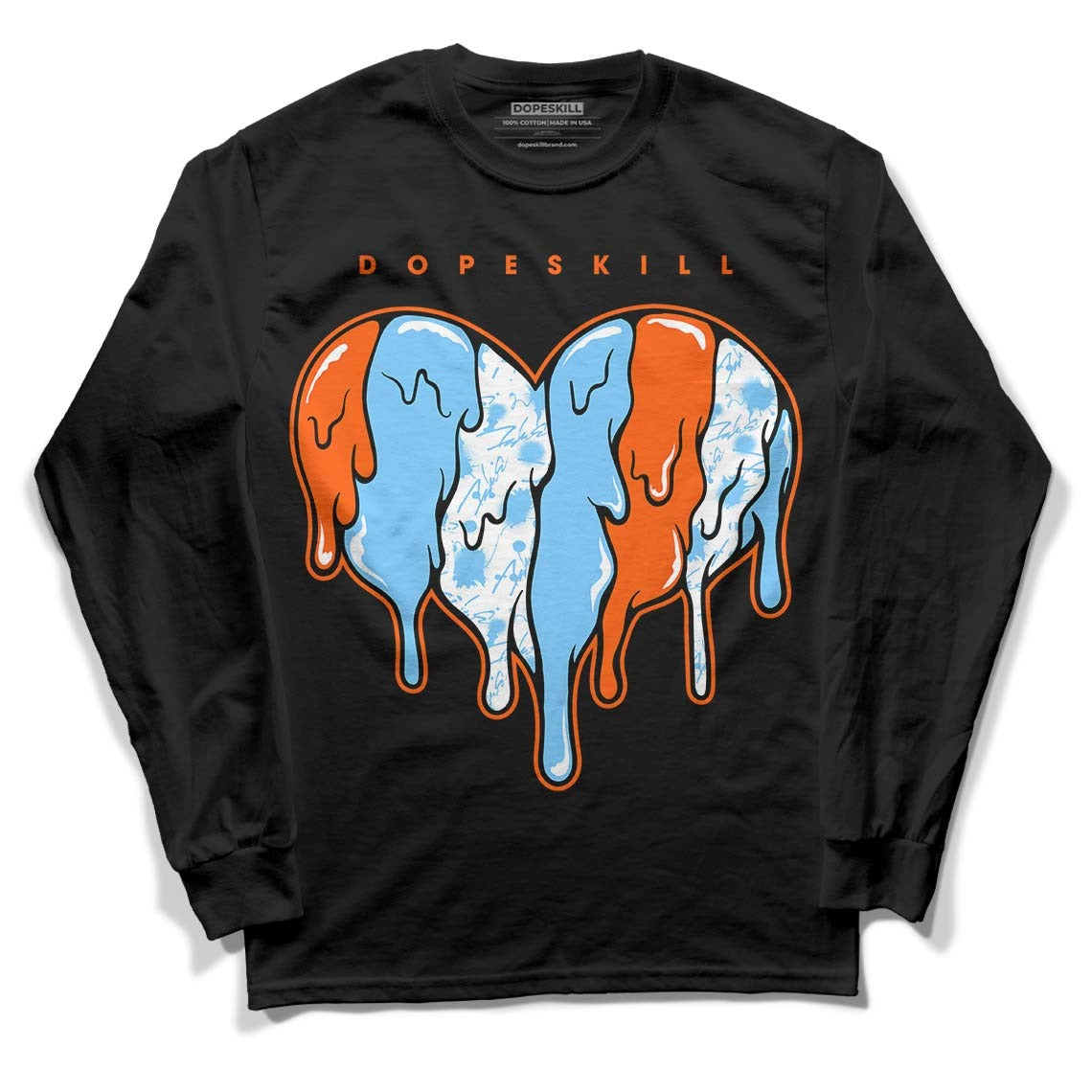 Dunk Low Futura University Blue DopeSkill Long Sleeve T-Shirt Slime Drip Heart Graphic