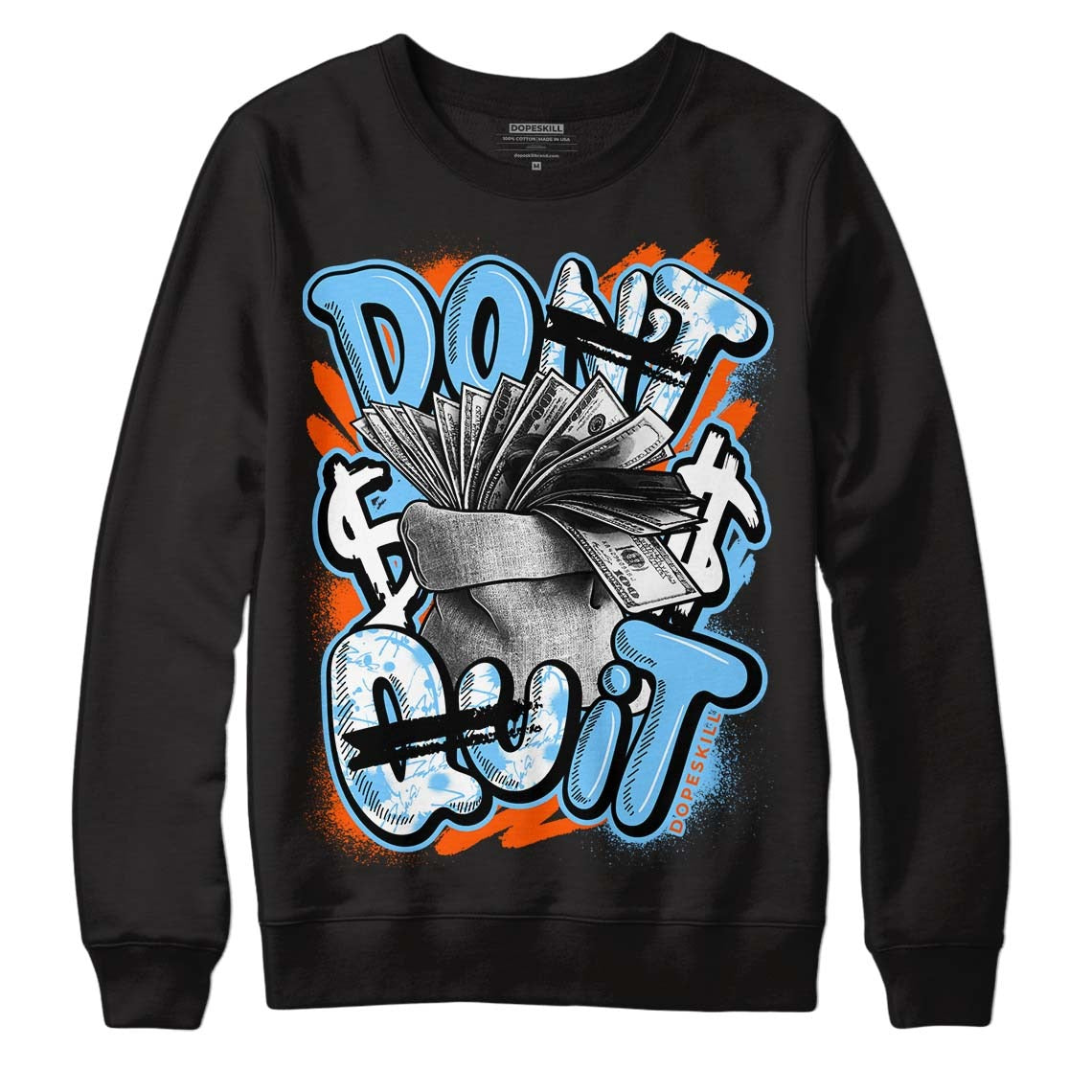 Dunk Low Futura University Blue DopeSkill Sweatshirt Don't Quit Graphic