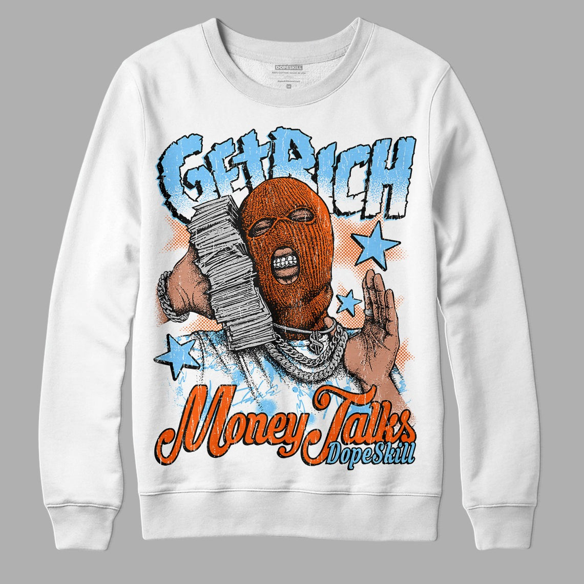 Dunk Low Futura University Blue DopeSkill Sweatshirt Get Rich Graphic