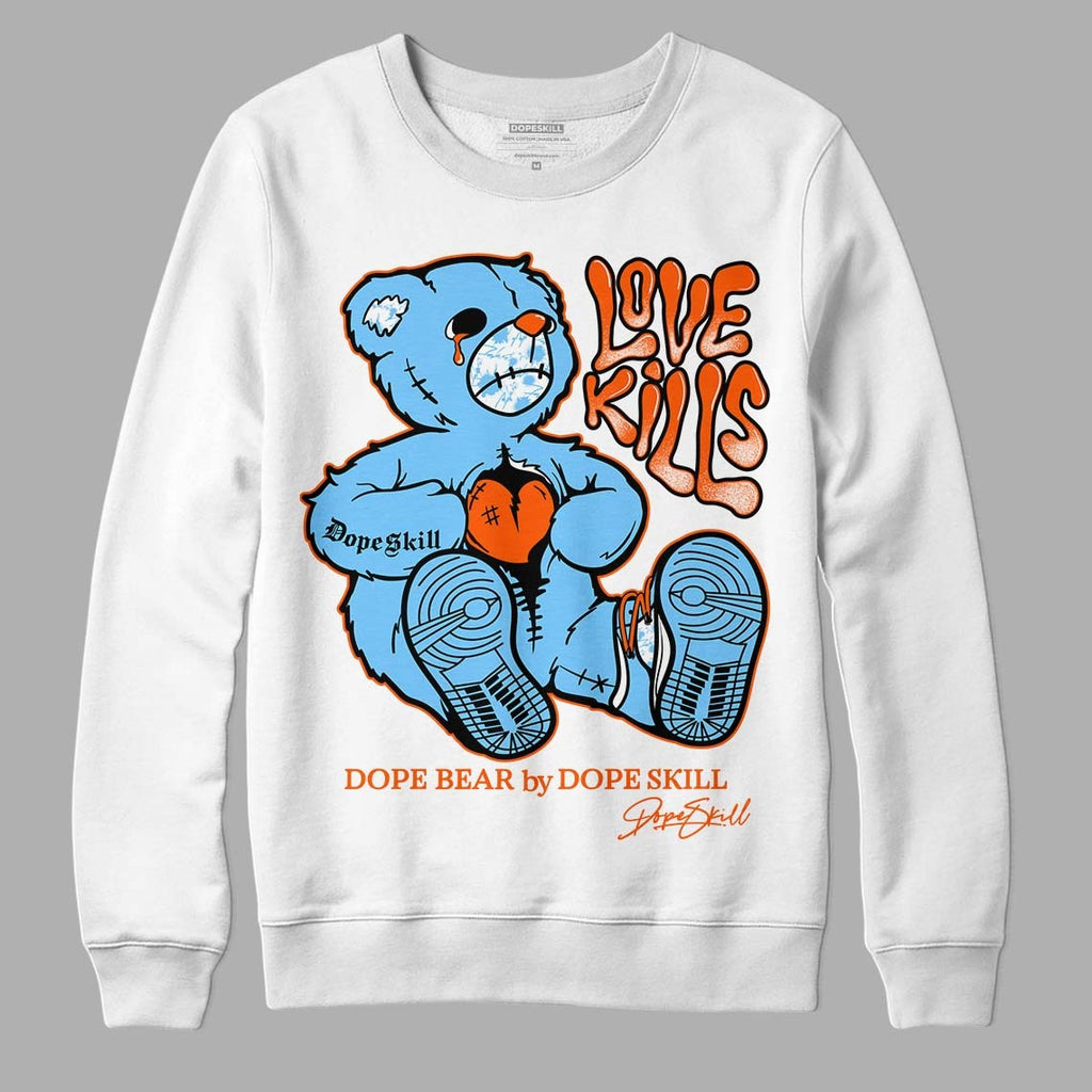 Dunk Low Futura University Blue DopeSkill Sweatshirt Love Kills Graphic